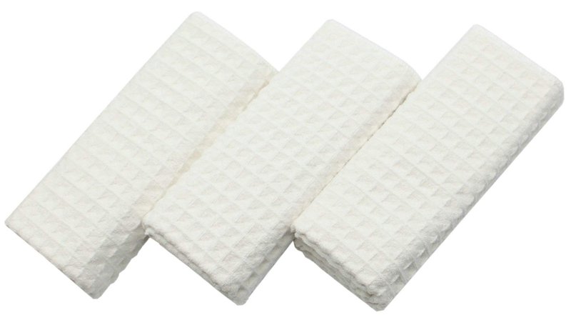 VeraSong Waffle Weave Kitchen Drying Towels - Thick Microfiber, Absorbent, Lint Free 16Inch x 24Inch 3 Pack Beige