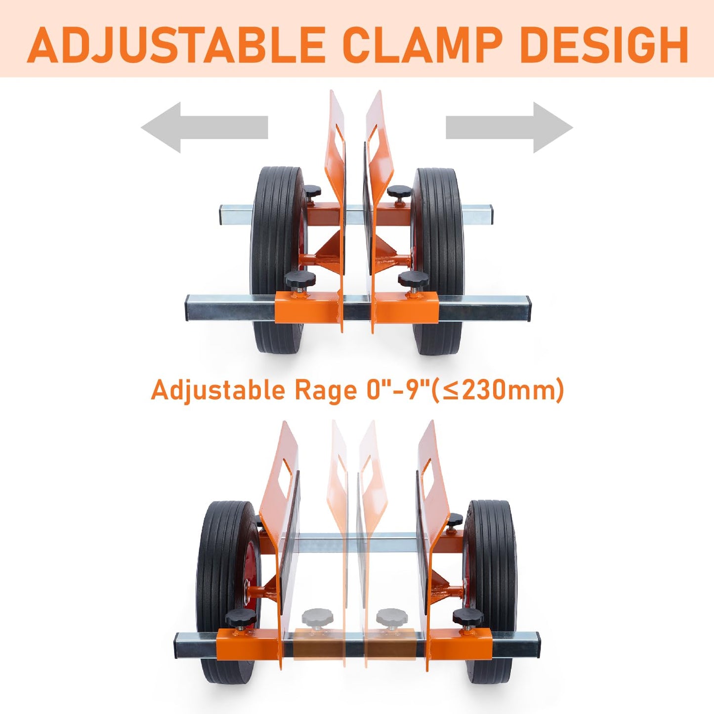 AIWFL Panel Dolly Heavy Duty Door Cart 1100LBS Capacity Slab Dolly Adjustable Drywall Mover with 10" Solid Wheels Panel Cart for Drywall Sheet Material Handling All Terrain Moving
