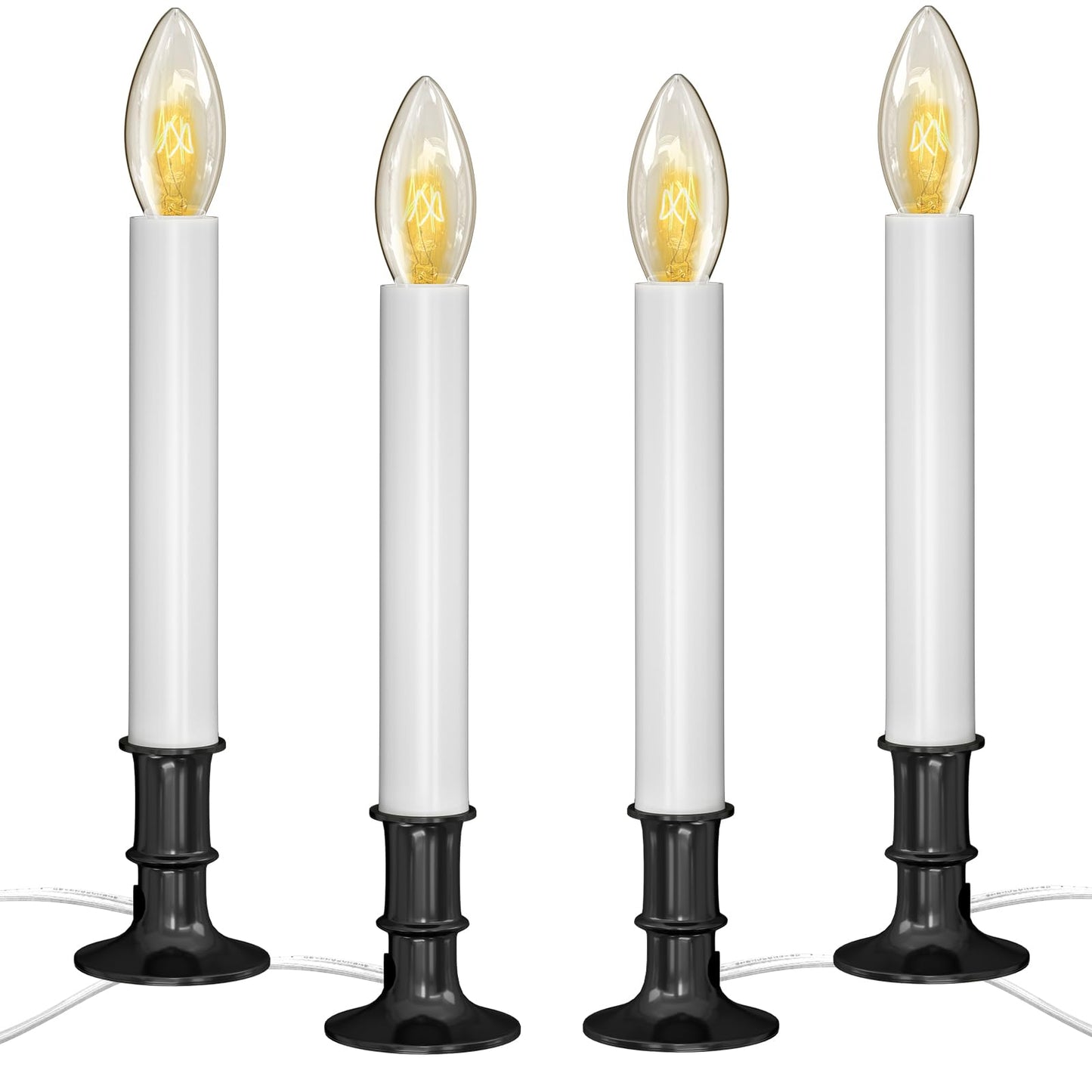 4 Pack Christmas Electric Window Candles, Christmas Candles with Dusk-to-Dawn Auto Sensor, Plug in Candle with 7W C26 Light Bulbs, Turns On in Dark - Off in Light