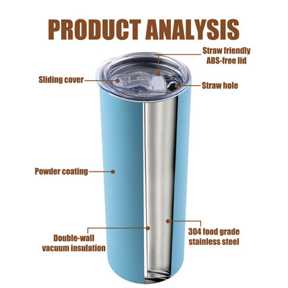 Amtidy 8 Pack 20 oz Insulated Slim Tumbler with Lid and Straw, Powder Coated Double Wall Vacuum Insulated Tumbler for Hot and Cold Drinks