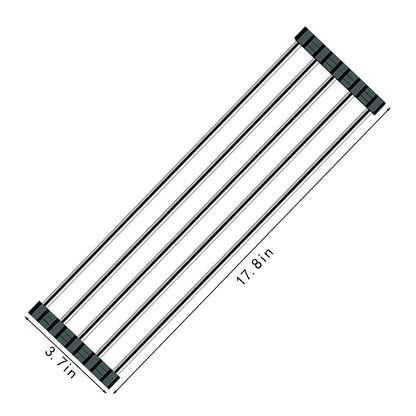 Ahyuan Roll up Dish Drying Rack Over The Sink Kitchen Roll up Sink Drying Rack Portable Dish Drainer Foldable Dish Drying Rack (Warm Gray, 17.8''X17'')