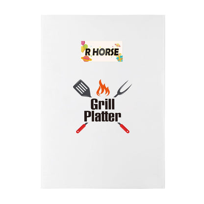 R HORSE Man Grill Platter - Man Themed Barbecue Serving Tray Plate White Oval Serving Dishes Dad Men Father Day Gift for Appetizers Desserts Charcuterie Outdoor Indoor Cooking Party