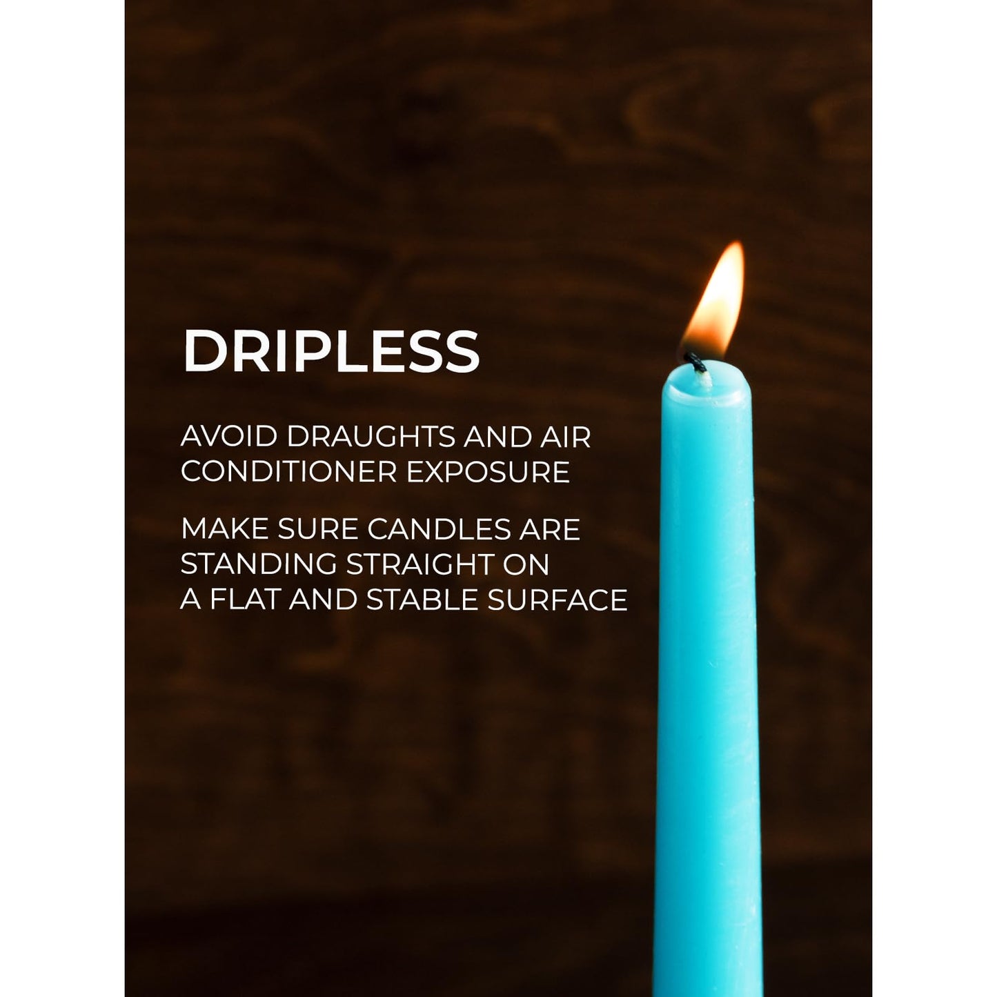 CANDWAX 10 inch Taper Candles Set of 12 - Dripless Taper Candles and Unscented Candlesticks - Perfect for Dinner or Wedding - Turquoise Candle