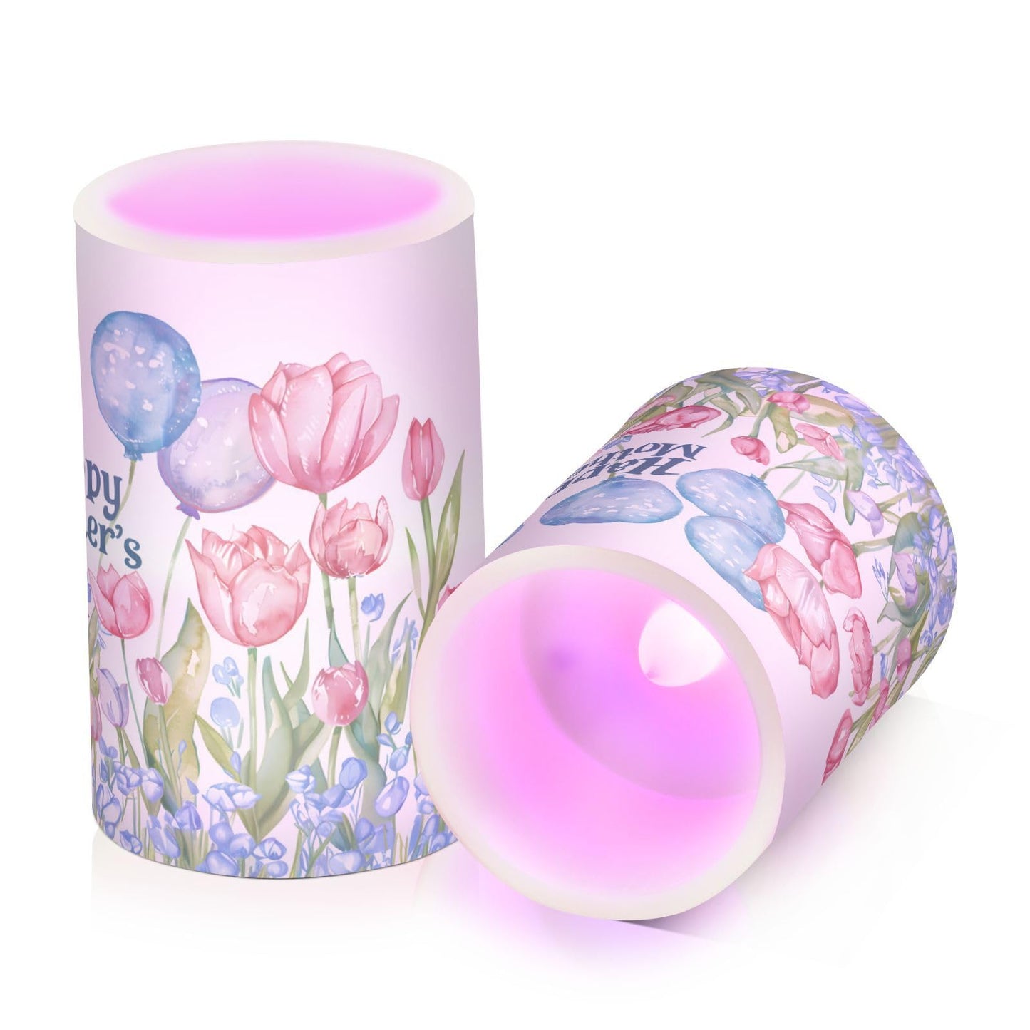 ALAZA Mother's Day Flowers Flickering Flameless Candles Battery Operated with Remote Timer,Tea Light Candles LED Pillar Votive Candles Set of 2 for Outdoor Indoor Decorations