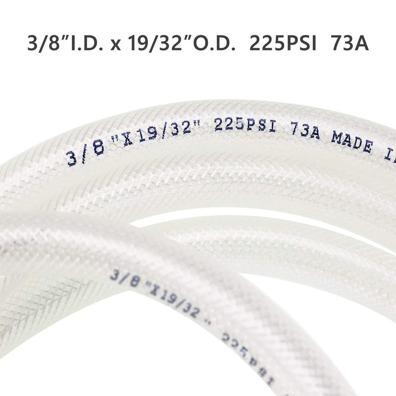 3/8" ID x 10 Ft High Pressure Braided Clear PVC Vinyl Tubing Flexible Vinyl Tube, Heavy Duty Reinforced Hose Tubing, BPA Free and Non Toxic