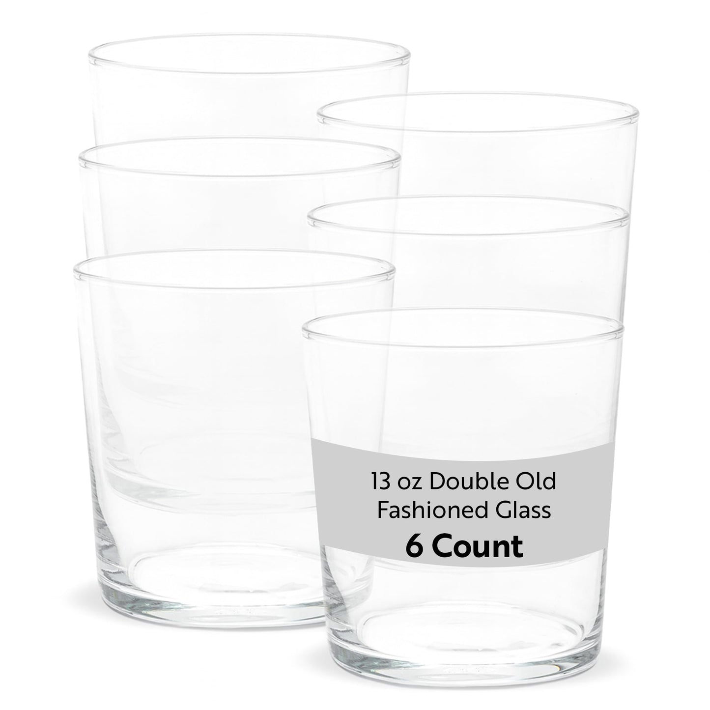 Restaurantware Sumi 12.5 Ounce Double Old Fashioned Glasses Set of 6 Fine-Blown Scotch Glasses - Tempered Dishwasher-Safe Glassware Clear Glass Whiskey Glasses Serve Cocktails and Liquors