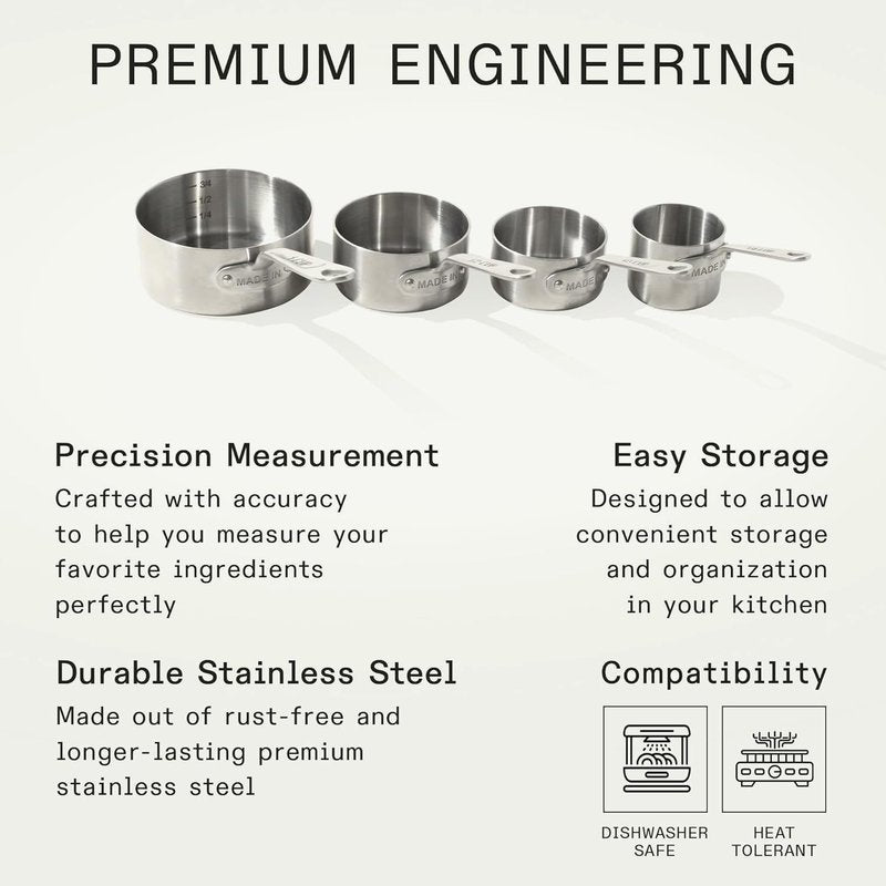 Made In Cookware | Measuring Cup Set | Stainless Steel | Stackable | Dishwasher Safe