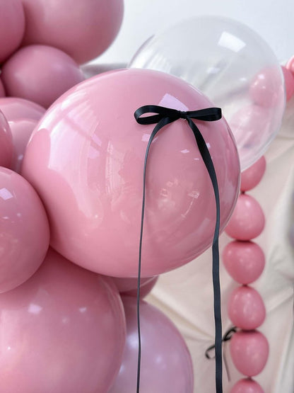 Mythlty 160pcs Pink and Black Balloons Arch Kit with Bows in Different Sizes 5" 10" 12" 18", Stuffed Ballons Pink Grey Balloons for Birthday Baby Shower Bat Mitzvah Bachelorette Parties Decorations