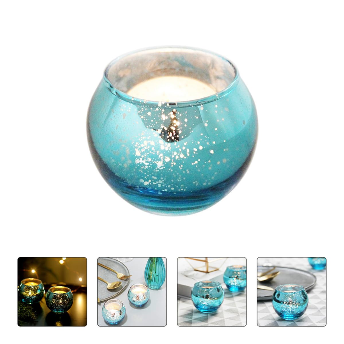 PERSELOSO 12pcs Glass Candleholder Set Small Round Votive Cups Decorative Hollow Candle Holders for Home Decor and Hotel Use