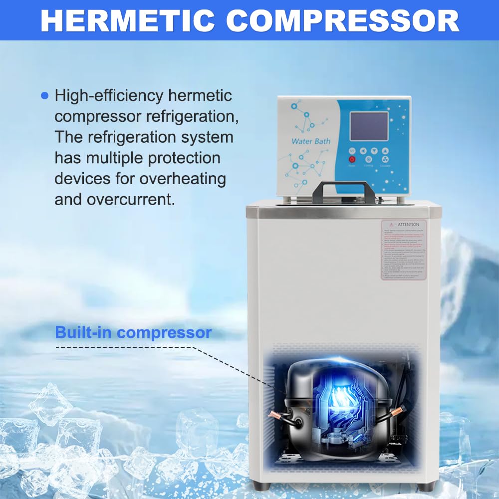 US In Stock -10℃ ~100℃ Laboratory Chiller Circulator 6L Chiller Lab Low Temperature Cooling Liquid Circulator Pump Chiller Lab Recirculating Chiller Water Bath Recirculating Water Cooling Chiller,110V