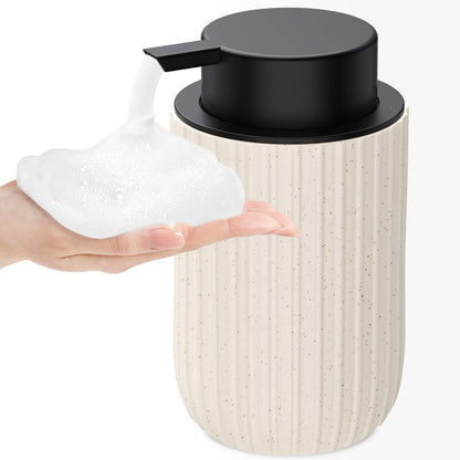 Ceramic Foaming Soap Dispenser, 12 oz Bathroom Foam Hand Soap Dispenser, Refillable Lotion Soap Dispenser with Removable Pump for Kitchen Hand Wash Dispenser, Modern Home Decor(2Pack-Black)