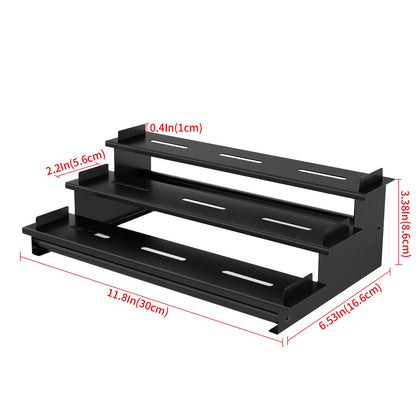 5 Tier Spice Rack for Cabinet, 2 Pack Spice Organizer, Metal Step Shelf Countertop Spice Rack for Inside Cabinets, Kitchen, Black
