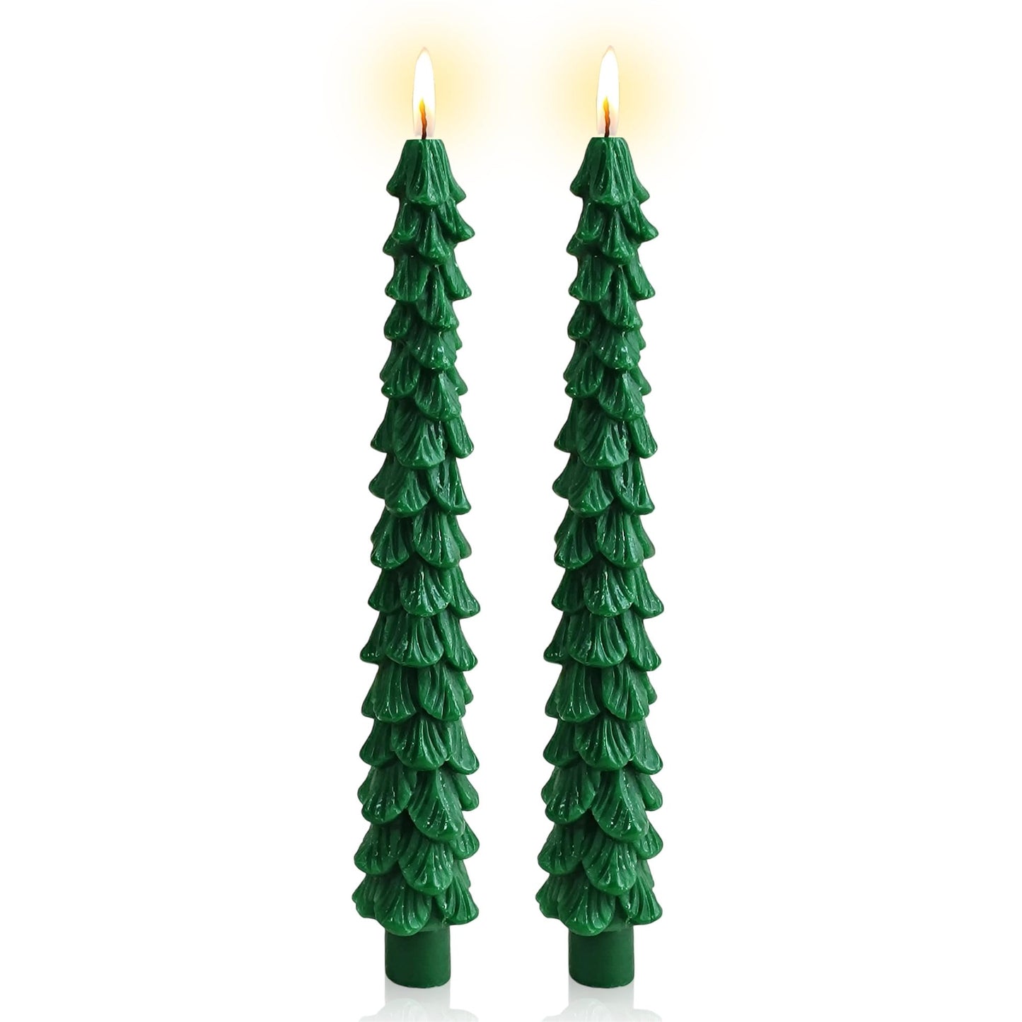 Christmas Tree Candle Green Candlesticks - Gedengni 10inches Unscented Tree Shaped Taper Candles Decorative Tapered Candles Cute Candle Sticks for Holiday Wedding Party Dinner Table Decoration, 2pcs