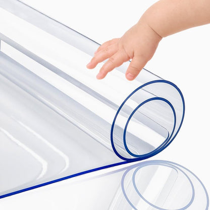 22x48 Inch New Version Clear PVC Table Cover Protector 1.5mm Thick Waterproof Heat Resistant Table Pad for Dining Room Table Plastic Vinyl Desk Pad Mat for Night Stand Dresser End Table Writing Desk