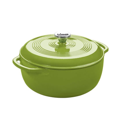 Lodge Essential Enamel Cast Iron Dutch Oven 6 Quarts - Perfect for Bread Baking, Braising, Marinating & Slow Cooking, Features Moisture-Sealing Lid & Dual Handles, Kitchen Essentials, Avocado