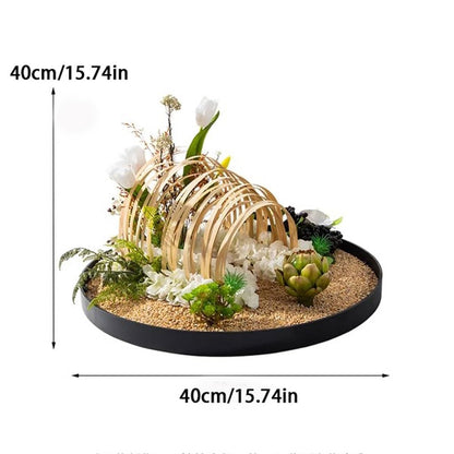 Large Round Table in The Middle of the Turntable Flower Hotel Restaurant Light Luxury Decorations Landscape Fake Plants(Small)