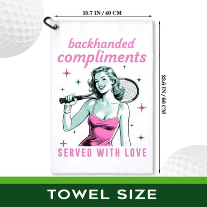 rofiowa Backhanded Compliments Served with Love Polyester and Cotton Blend Printed Tennis Towel, Funny Tennis Accessories Gifts for Women Mom, Tenniss Lover Mother's Day Christmas Birthday Gifts