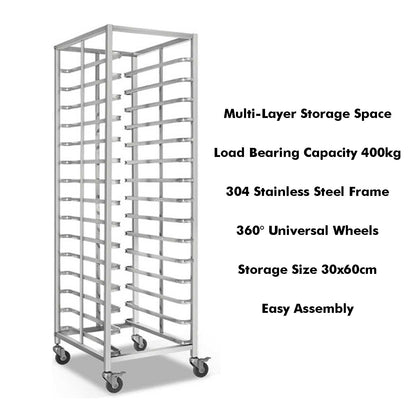 GenSDH 6-Tier Commercial Rack, Steel Bakery Cart with Wheels, Heavy-Duty Drying Trolley for Kitchen & Restaurant, Fits Half/Full Sheet Pans