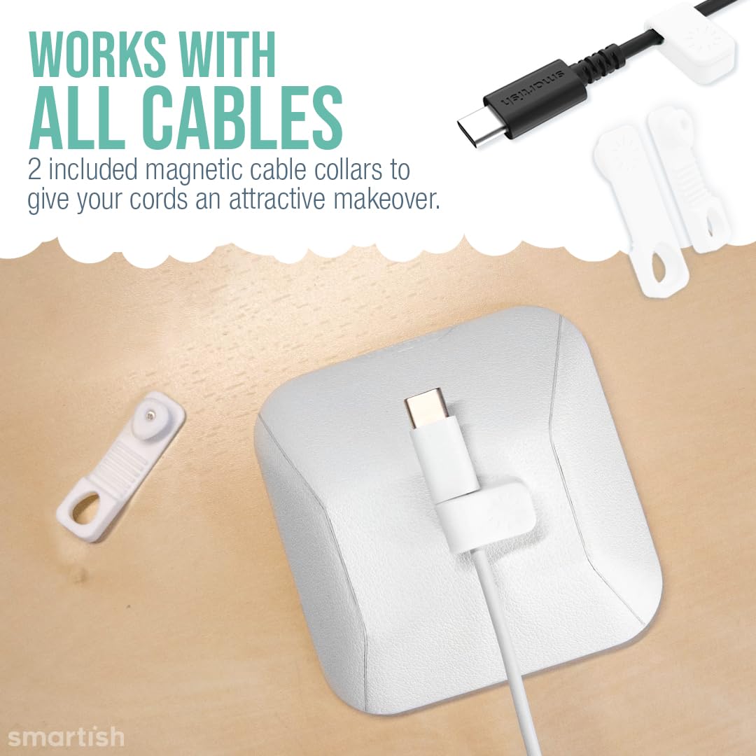 Smartish® Magnetic Cord Holder - Cable Wrangler Organizer with Magnet Clips for Charger Management on Desktop, Nightstand, or Side Table for All Cables, USB-C, Lightning Cables - Lightly Toasted Beige