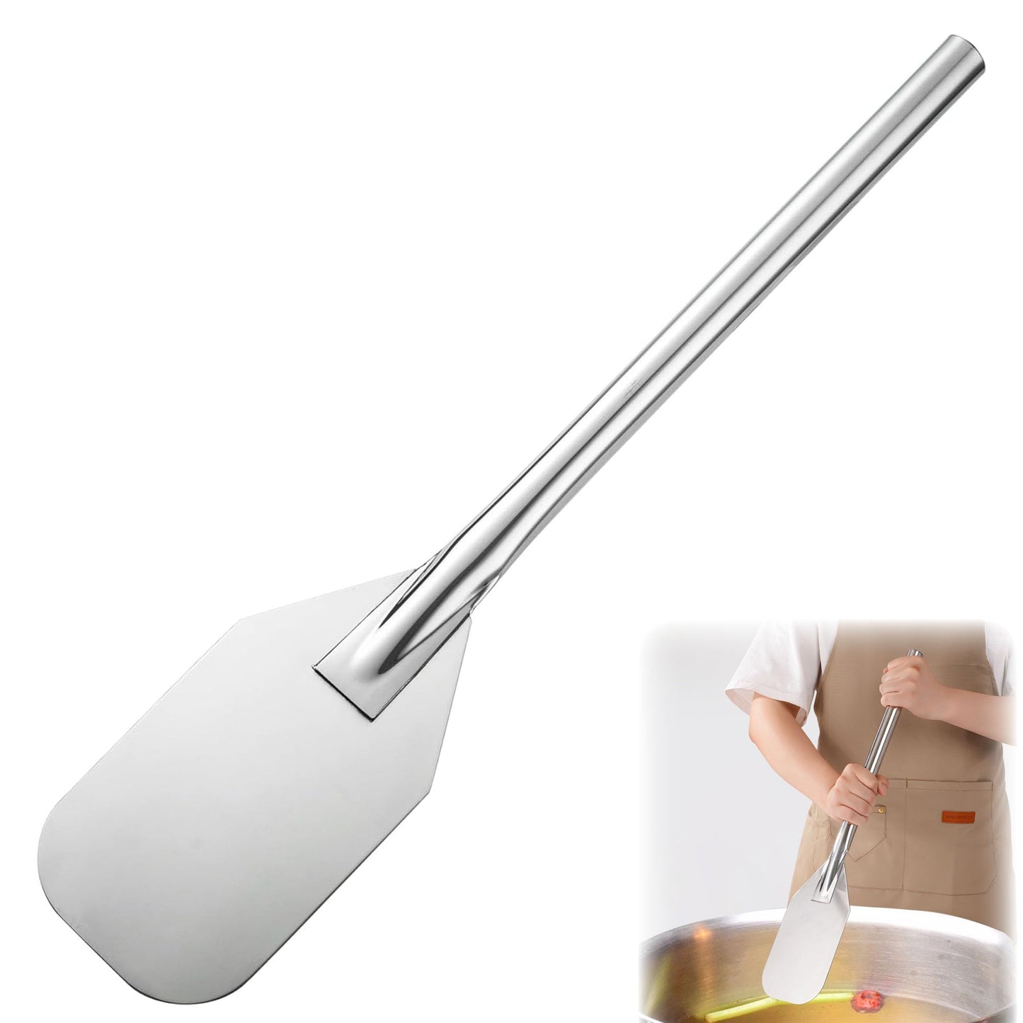 Vivicreate 36 Inch Stainless Steel Crawfish Paddle Mixing Paddle for Seafood Boil Heavy Duty Cooking Stirring Paddle with Smooth Weldless Surface for Crawfish Jam Brew – Paleta de Mezcla