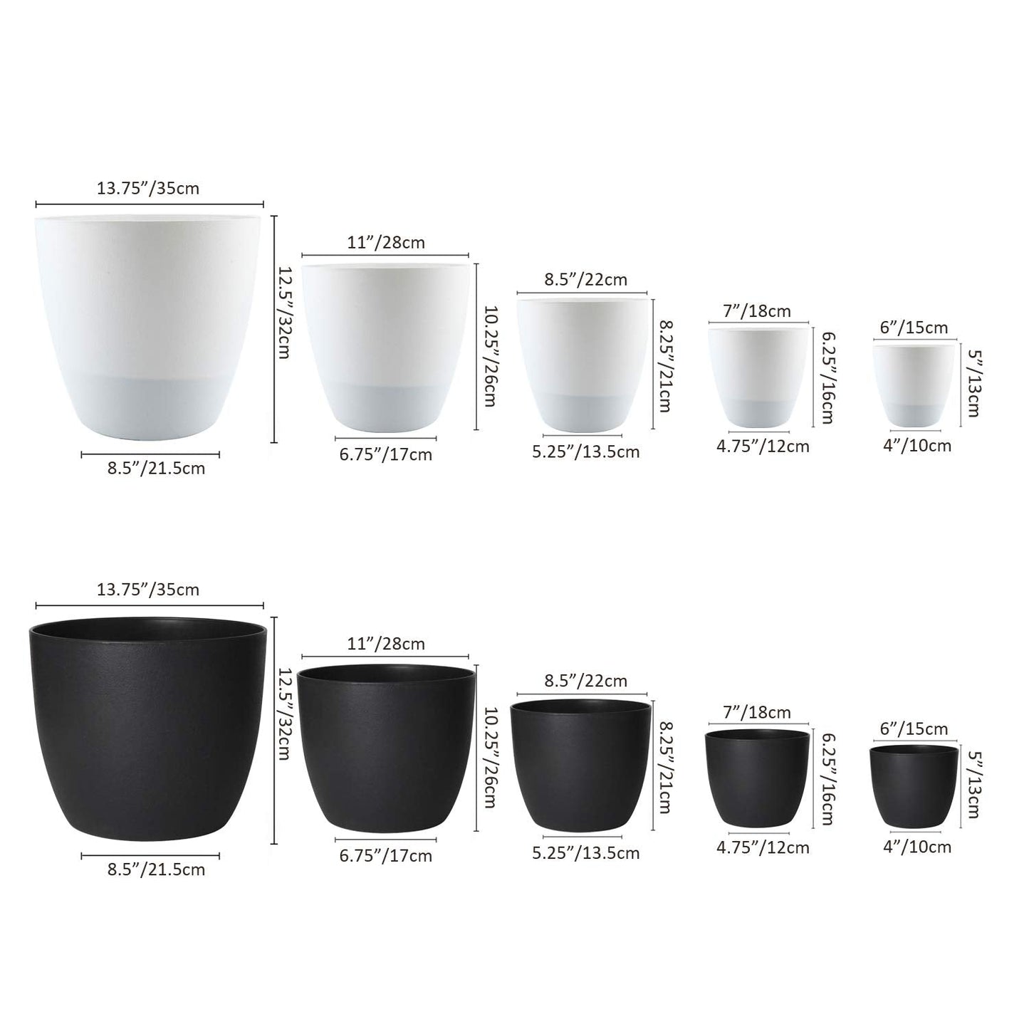 T4U 15CM Self Watering Plant Pots, Plastic Plant Pots Pack of 4, Self Watering Planter with Water Level Indicator, White Plant Pots Indoor Outdoor, Indoor Plant Pots for House Plants Flower Herb