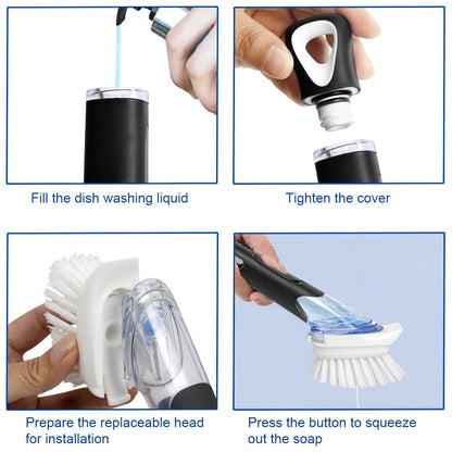 CELOX Dish Brush with Soap Dispenser, Soap Dispensing Dish Brush for Pot Pan Sink Cleaning