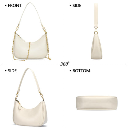 KKXIU Shoulder Bag for Women Cute Hobo and Tote Handbags Retro Clutch Underarm Purse with 2 Removable Straps (Beige)