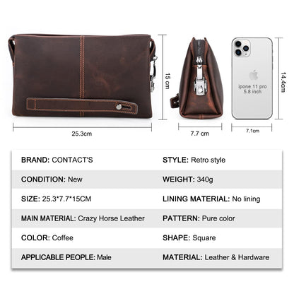 Leather Men Clutch Purse Bag, Mens Business Code Lock Wallet Anti Theft Clutch Purse Phone Holder Handbag Travel Bag