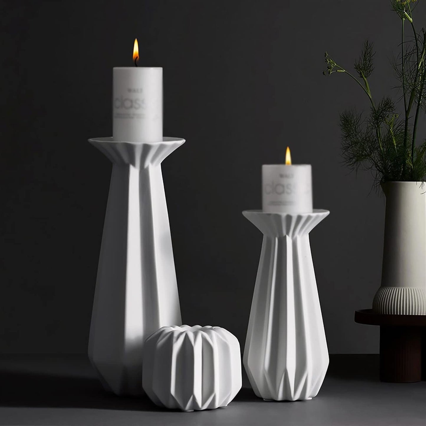 Decorative Candlestick Table Center Decoration White Candlestick Household Romantic Candlestick Ceramic Ornaments Candlestick