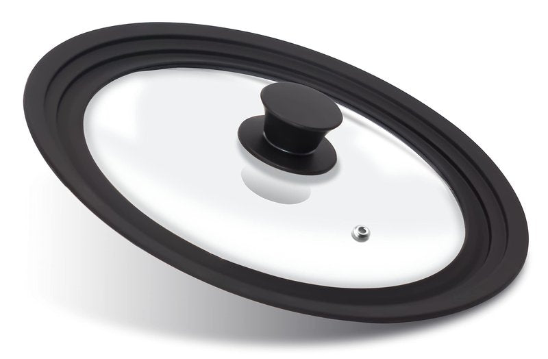 Anaeat Silicone Universal Lid for Pots, Pans and Skillets - Tempered Glass Covered with Heat Resistant Silicone Rim Fits 10", 11" and 12" Diameter Cookware -Easy to Use Replacement Frying Pan Cover