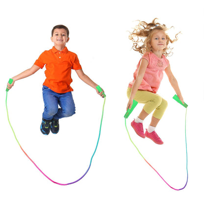 Elcoho 18 Pack Kids Rainbow Jump Rope Set Jumping Ropes Skipping Ropes for Kids Outdoor Fun, Party Favors, 7.2 Feet