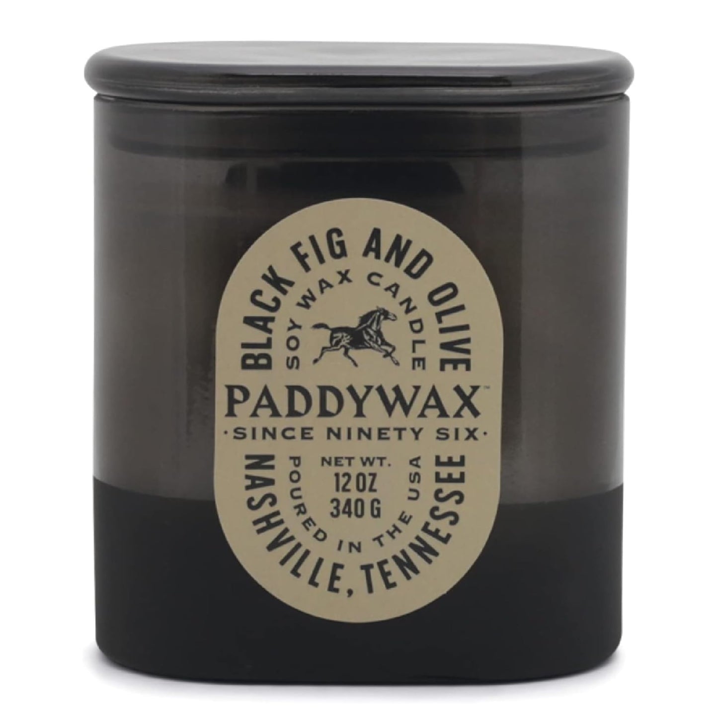 Paddywax Vista Scented Candle with Lid in Reusable Tonal Glass Jar, Clean-Burn 2-Wick Soy Candle with Approx. 84 Hour Burn Time, Decorative Gift Candles for Home, Black Fig & Olive, 12 oz