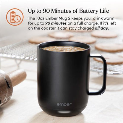 Ember Temperature Control Smart Mug 2, 10 Oz, App-Controlled Heated Coffee Mug with 80 Min Battery Life and Improved Design, Gold