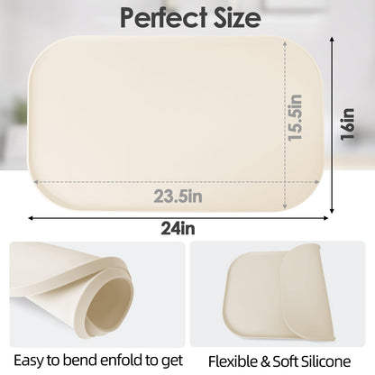 TOHONFOO Silicone Coffee Mat with Lip, 19.7'' x 15'' Heavy Duty Bar Mat, Coffee Tray for Countertop Fit Under Machine Pot Espresso Machine, Grey