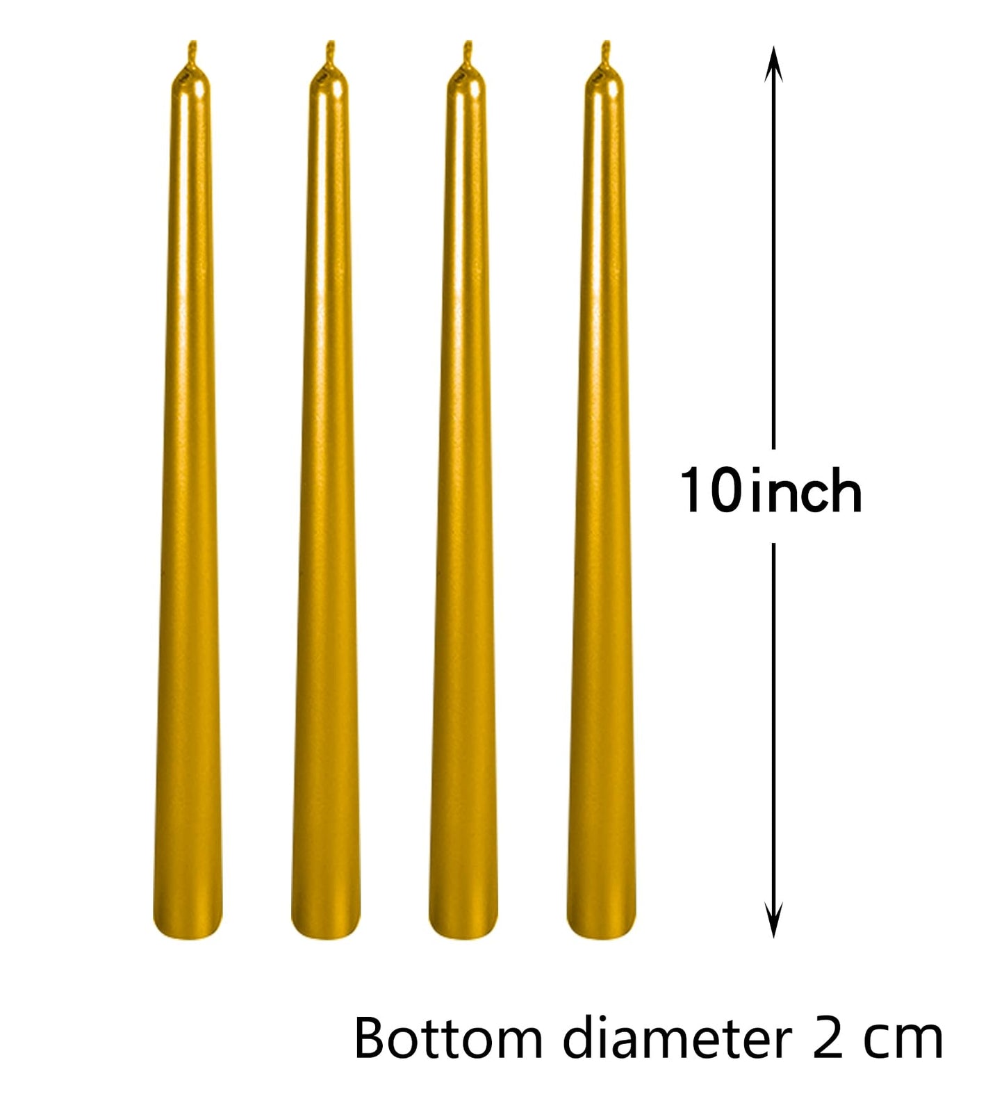 10 Inch Tall Tapered Spiral Candles, 8 Hrs, Tasteless & Smokeless, Long Tall Candlesticks for Home Dinner, Party, Wedding, Halloween, Christmas (4, Gold, 25cm)