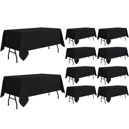 sancua 10 Pack Black Tablecloth 60 x 84 Inch, Rectangle Table Cloth for 4ft Tables - Stain and Wrinkle Resistant Washable Polyester Table Cover for Dining Wedding Banquet Party Buffet Restaurant
