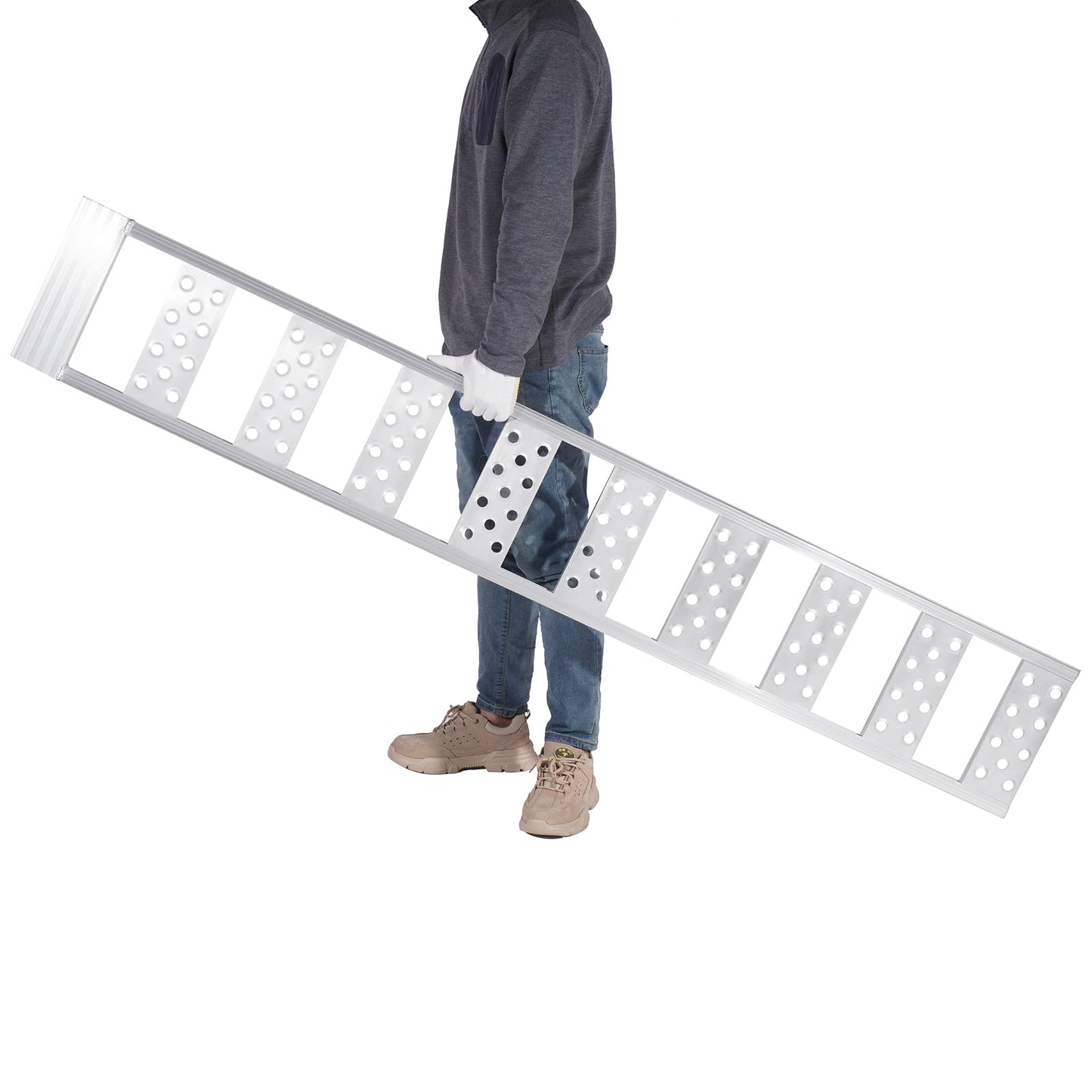 VEVOR Aluminum Ramps, 1250lbs, Straight Ramp with Treads and Load Straps, Portable Loading Ramp for Motorcycles, ATVs, Trucks, Lawn Mower, Dirt Bike, Garden Tractor, 78" L x 12" W, 2Pcs