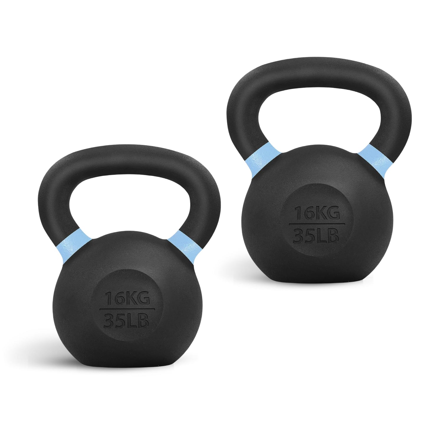 Yes4All Powder Coated Kettlebell, Cast Iron Core Kettlebells with Non-Slip Handle & Flat Bottom for Conditioning, Heavy Duty for Strength Training, 9lb to 71lb - Single & Pair