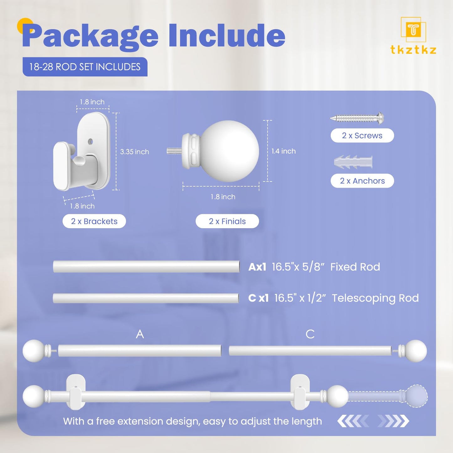 Curtain Rods No Drilling for Windows 32 to 45 Inch:No Drill Small Silver Curtain Rod with Adhesive Brackets for Bedroom,5/8" Apartment Renter Friendly Adjustable Drapery Rods Easy Install