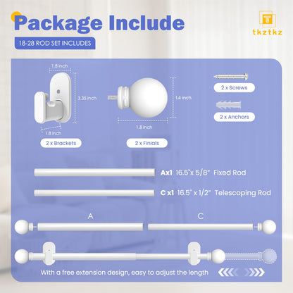 Curtain Rods No Drilling for Windows 32 to 45 Inch:No Drill Small Silver Curtain Rod with Adhesive Brackets for Bedroom,5/8" Apartment Renter Friendly Adjustable Drapery Rods Easy Install