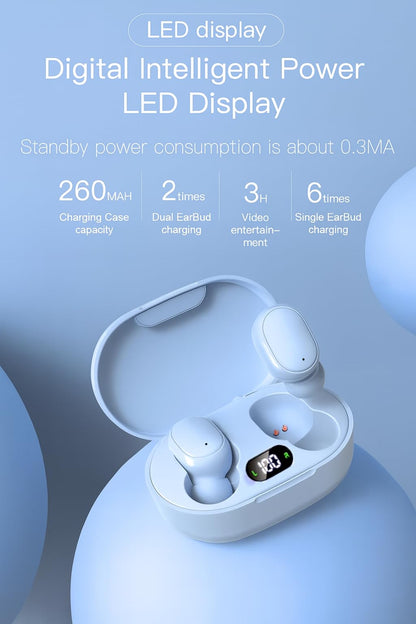 Acuvar Waterproof Bluetooth Headphone Wireless Earbuds – Bluetooth 5.0 Earbud Wireless Headphone with Microphone, Touch Controls, Noise Cancelling, 3D Stereo Bass & Smart LCD Charging Case (Blue)