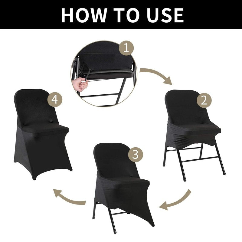 20 Pack Black Spandex Folding Chair Covers in Stretch Washable Fabric for Wedding, Party,Holidays,Celebration and Other Special Events