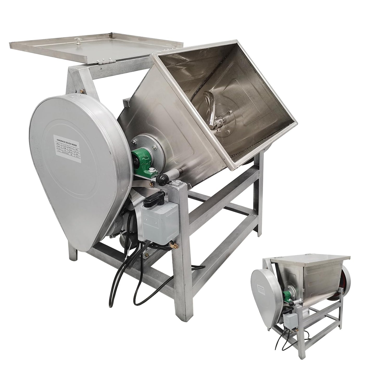 EQCOTWEA Commercial Dough Mixer, Electric Dough Mixing Machine,304 Stainless Steel Pizza Flour Dough Stand Mixer, Heavy Duty Flour Blender 1500W 30QT/15KG Kneading Capacity