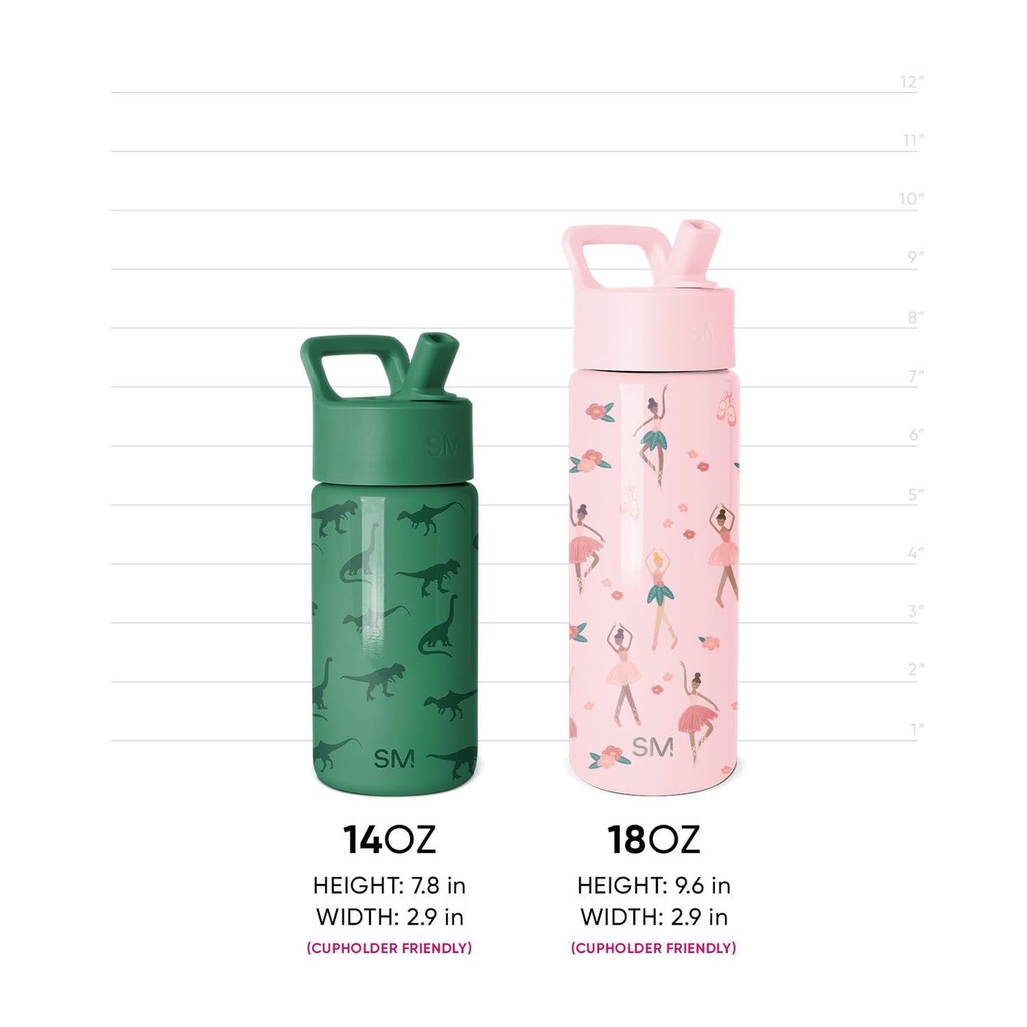 Simple Modern Kids Water Bottle with Straw Lid | 14oz Insulated Stainless Steel Kids Tumbler & Spill Proof Toddler Cup for School, Girls, Boys | Summit | Sports Balls
