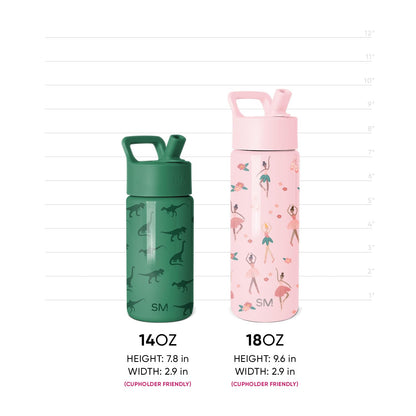 Simple Modern Kids Water Bottle with Straw Lid | 14oz Insulated Stainless Steel Kids Tumbler & Spill Proof Toddler Cup for School, Girls, Boys | Summit | Sports Balls