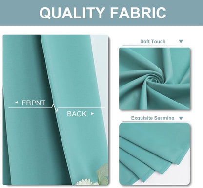 ChrisDowa Blackout Curtains - Thermal Insulated Room Darkening Panels, Aqua, 52 x 80 Inches - 2 Panels Set
