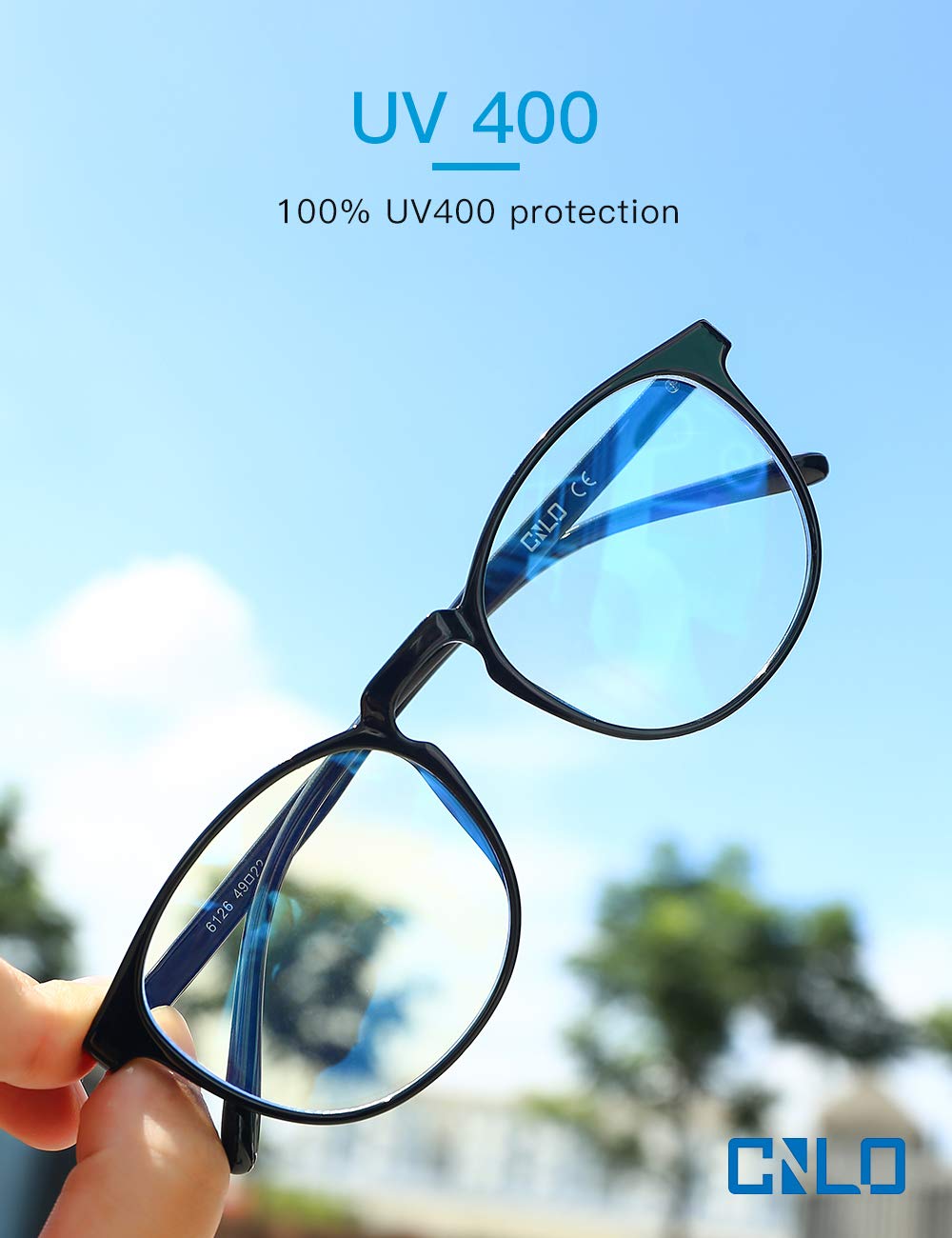 CNLO Blue light blocking Glasses,Computer Gaming Glasses,TV Glasses，For UV Protection,Anti Eyestrain,Lightweight Frame Eyewear,Opaque Men/Women(BLACK)