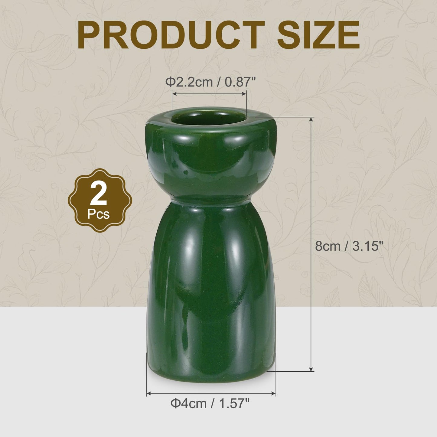 uxcell 2 Pack Candlestick Holder Bright Dark Green Ceramic Taper Candle Holder Candle Stand Holders Modern Style Decoration for Centerpiece Tabletops Anniversary