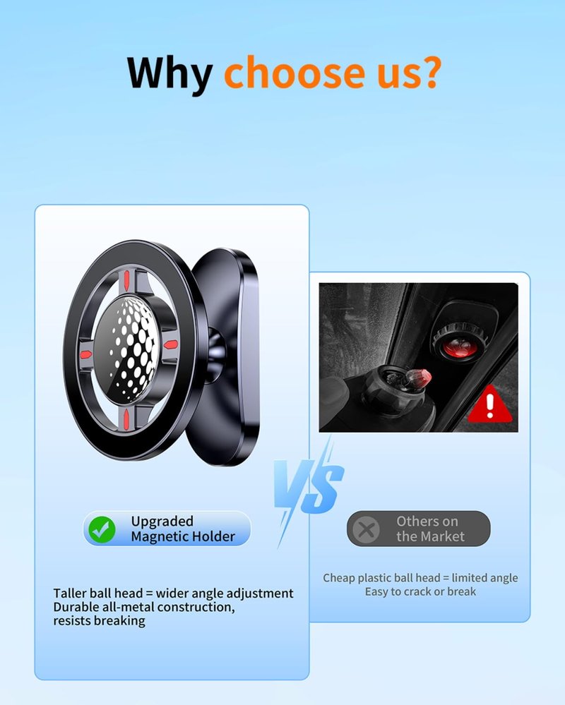 Ultra-Secure Magnetic Golf Cart Phone Mount | Compatible with iPhone 17/16/15/14/13/12 & MagSafe Cases | Universal Fit for EZGO, Club Car, Yamaha Golf Carts | Ideal Golf Accessory Gift for Men & Women