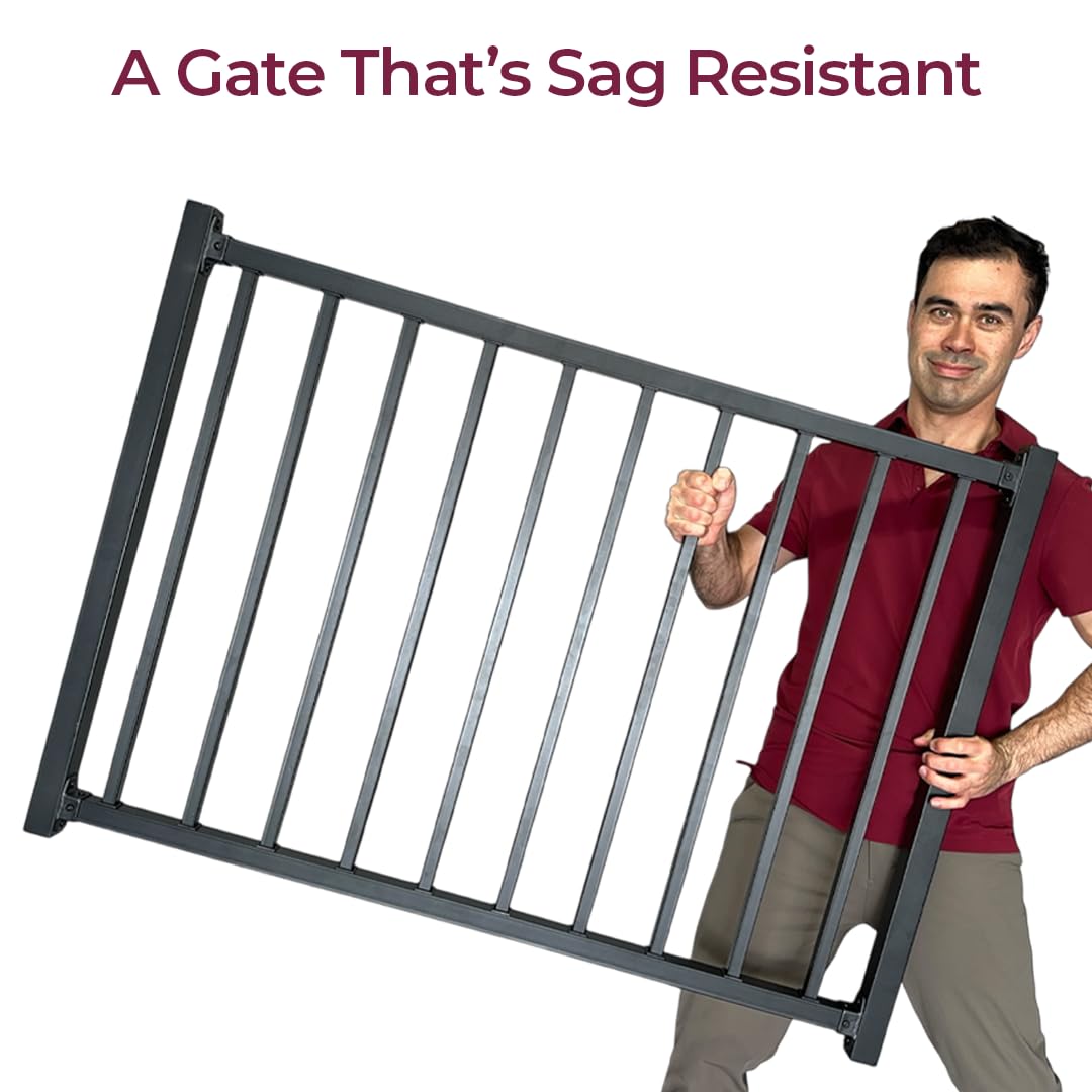 Heavy-Duty Galvanized Steel Fence Gate Kit Pre-Welded, Rust-Resistant Metal Gate for Outdoor Fencing & Railing gate, Porch, Patio & Deck, Adjustable Railing Design (4 ft. x 36 inch.)